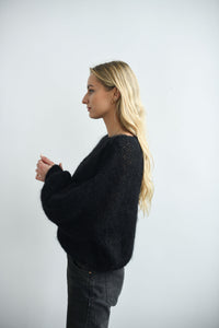 HANDMADE BLACK FLORAL MOHAIR SWEATER