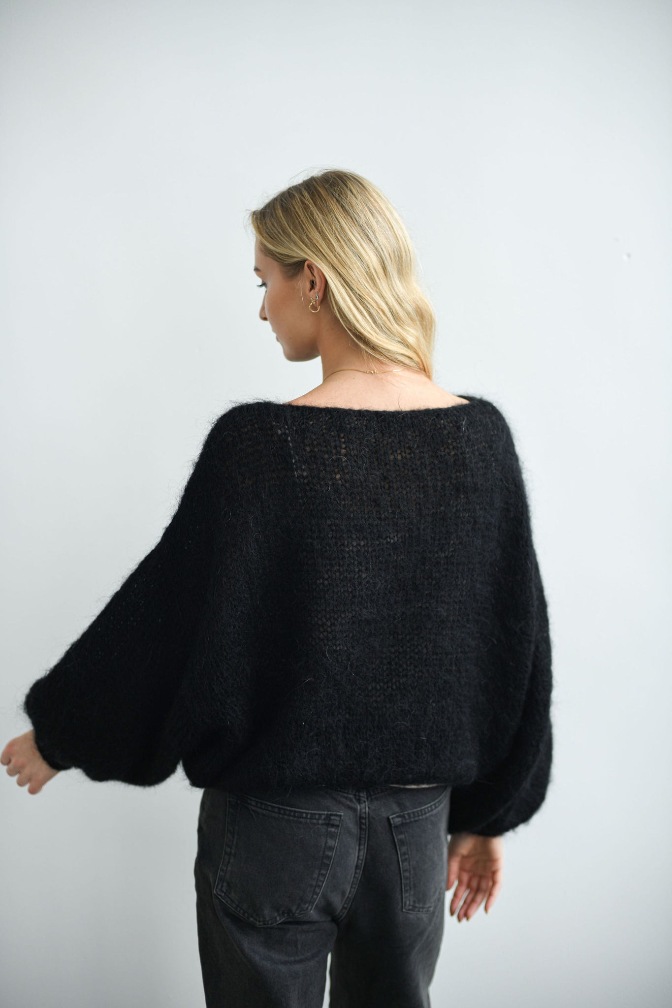 HANDMADE BLACK FLORAL MOHAIR SWEATER