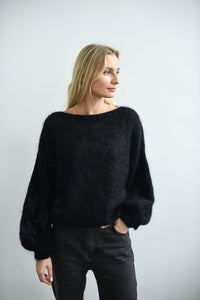 HANDMADE BLACK FLORAL MOHAIR SWEATER