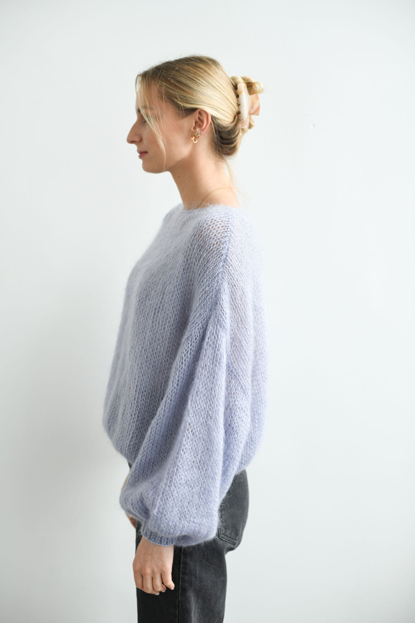 OVERSIZED HANDMADE LIGHT BLUE MOHAIR SWEATER