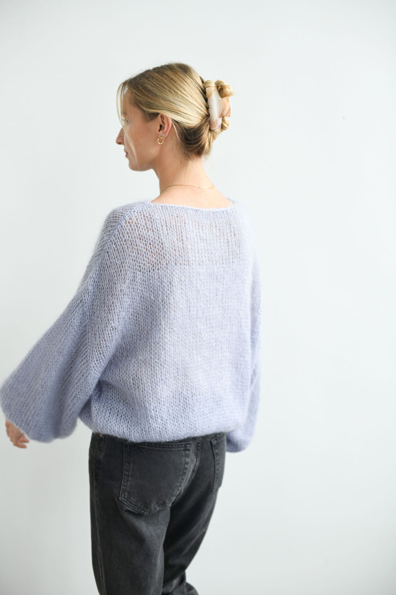 OVERSIZED HANDMADE LIGHT BLUE MOHAIR SWEATER