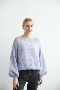 OVERSIZED HANDMADE LIGHT BLUE MOHAIR SWEATER