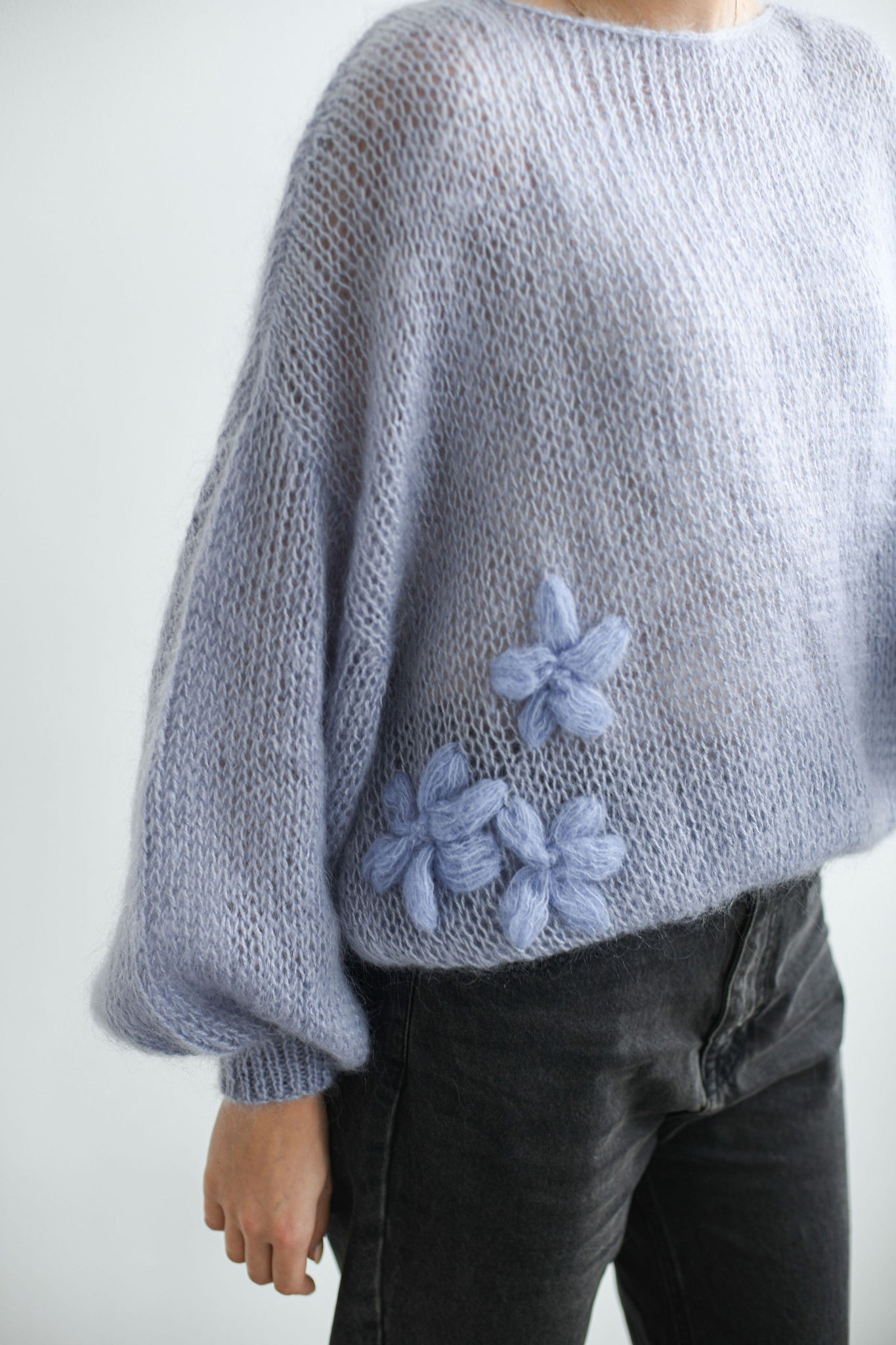 OVERSIZED HANDMADE LIGHT BLUE MOHAIR SWEATER