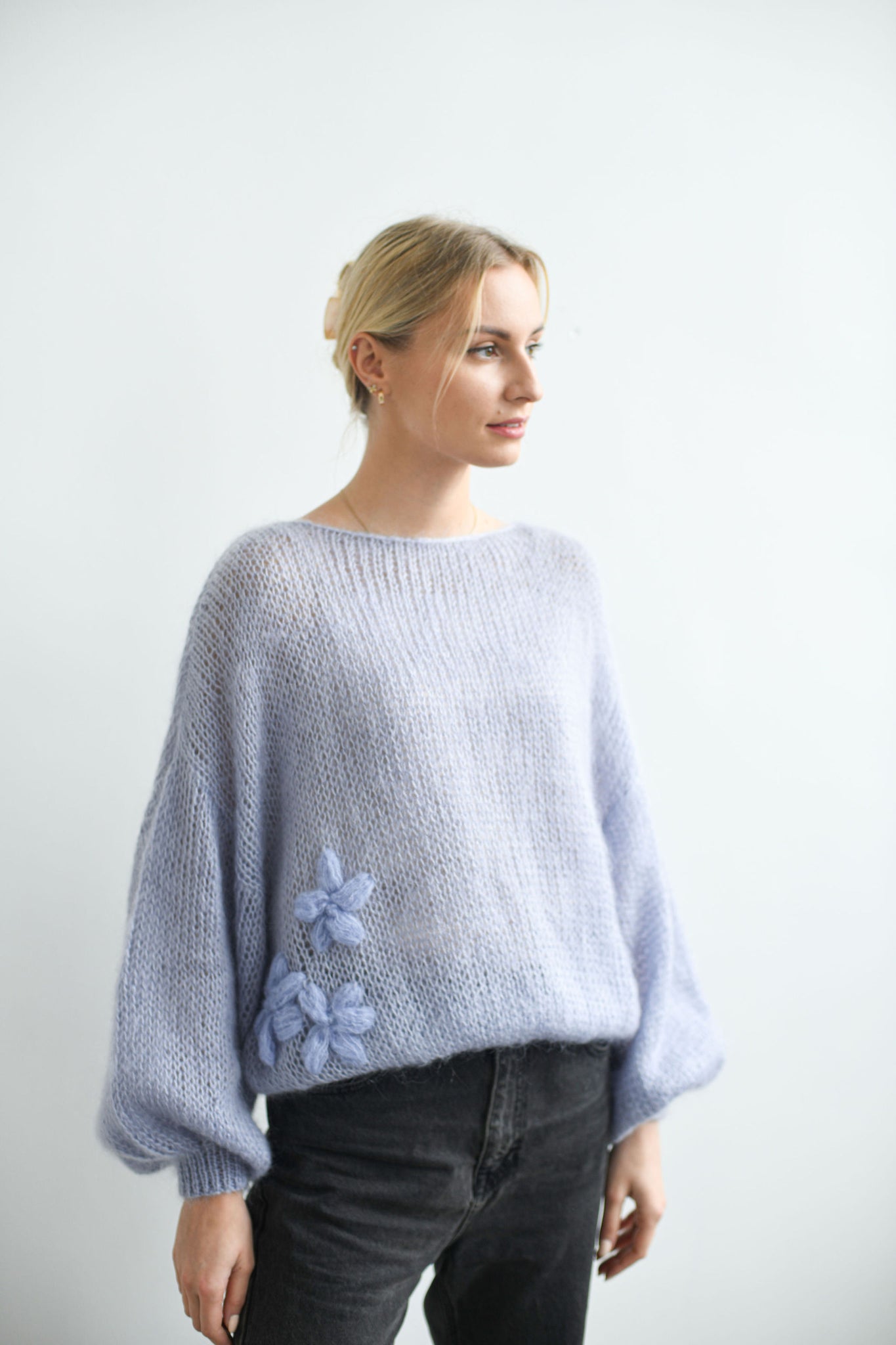 OVERSIZED HANDMADE LIGHT BLUE MOHAIR SWEATER