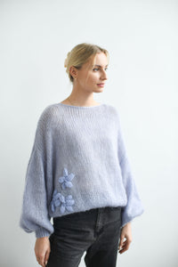 OVERSIZED HANDMADE LIGHT BLUE MOHAIR SWEATER