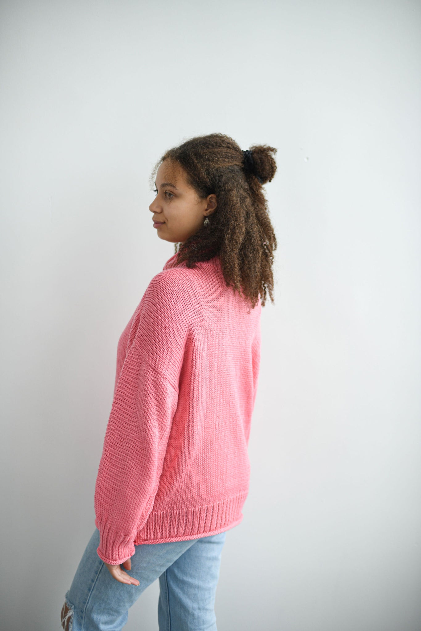 HAND KNITTED LUMINOUS RED BAMBOO SWEATER