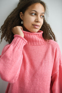 HAND KNITTED LUMINOUS RED BAMBOO SWEATER