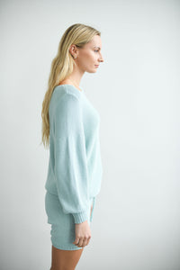 HAND KNITTED MINT BAMBOO SWEATER