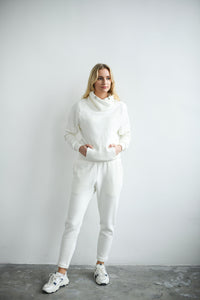 WHITE ORGANIC 100% COTTON TRACKSUIT FOR WOMEN